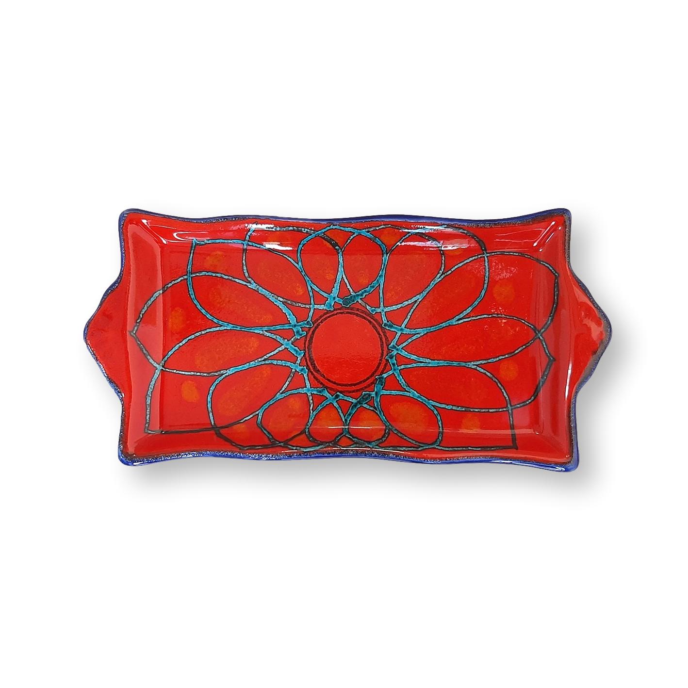 Set 2 tazzine caffè e zuccheriera con vassoio - Decoro Rosso e Blu