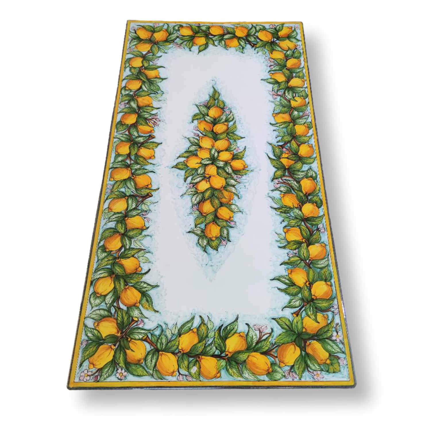 Tavolo in Pietra lavica rettangolare - Limoni e foglie