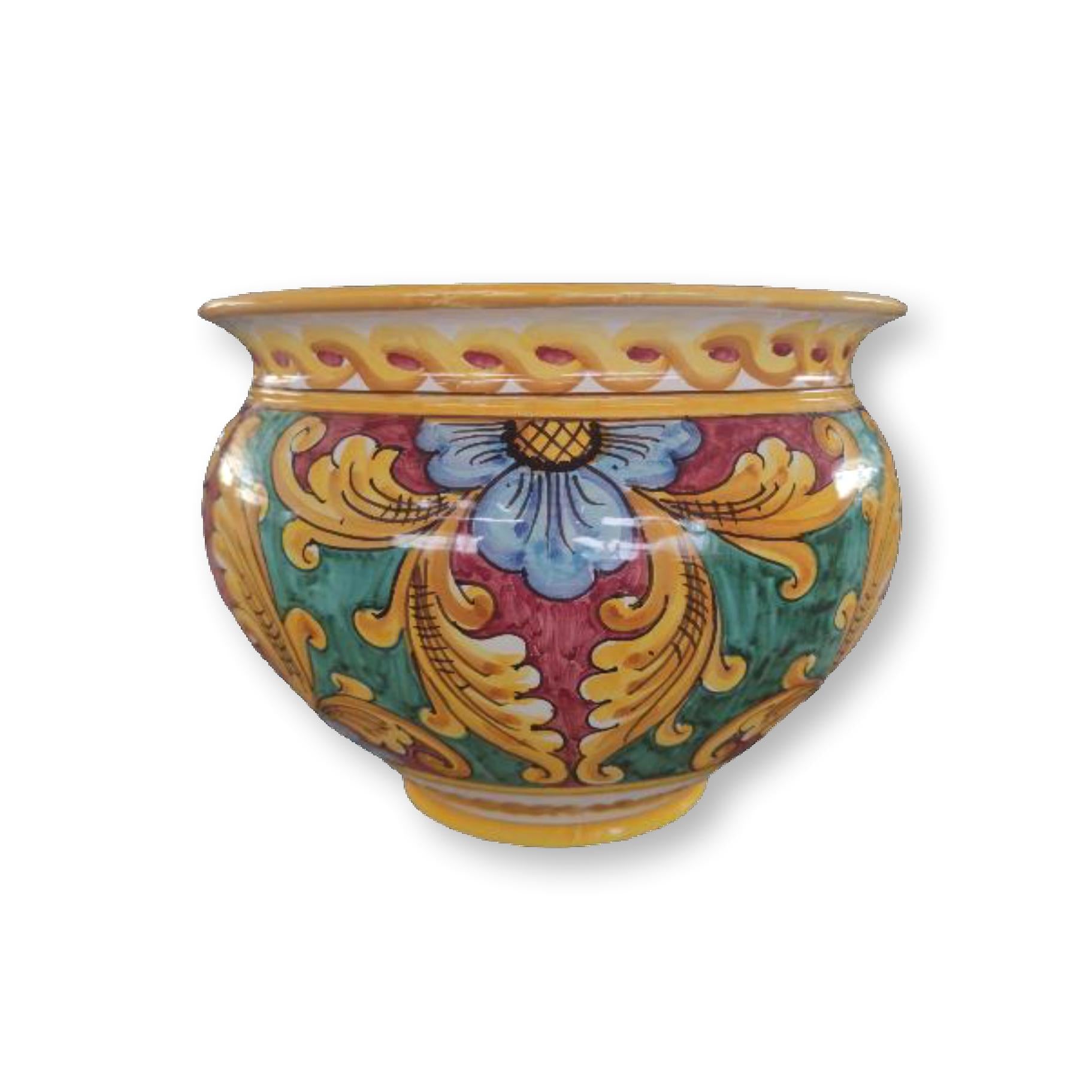 Vaso cachepot - Decoro Fiore con Verde