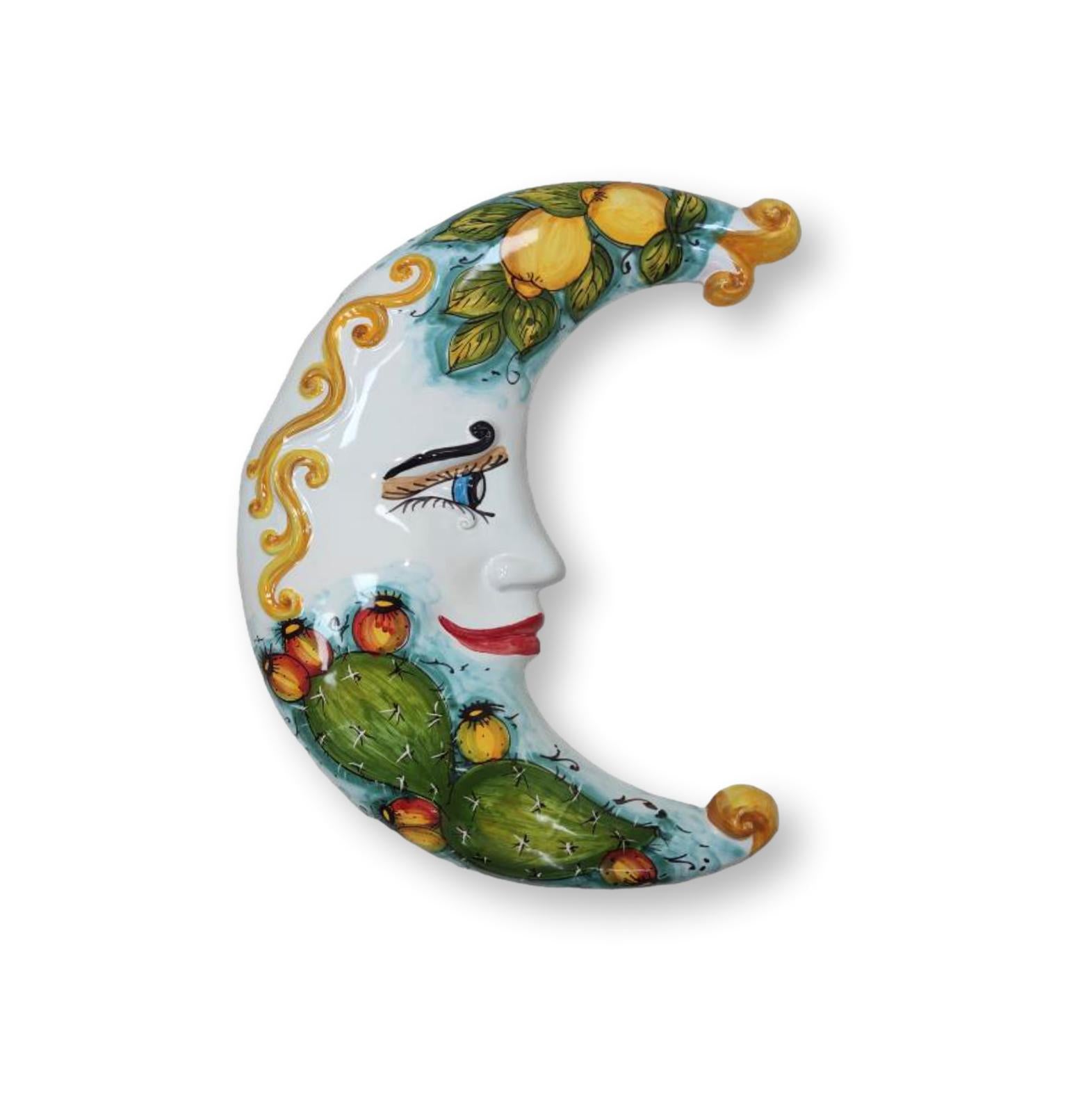 Luna in ceramica con decoro Limoni e Fichi d'India