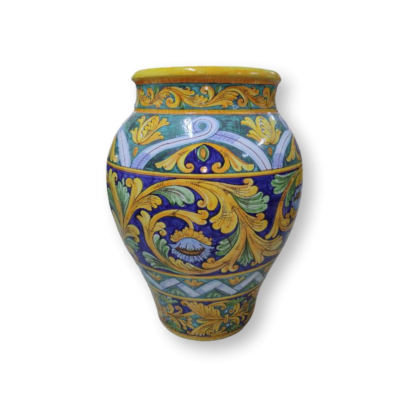 Giara in ceramica dipinta a mano - Ornamento Blu con decori