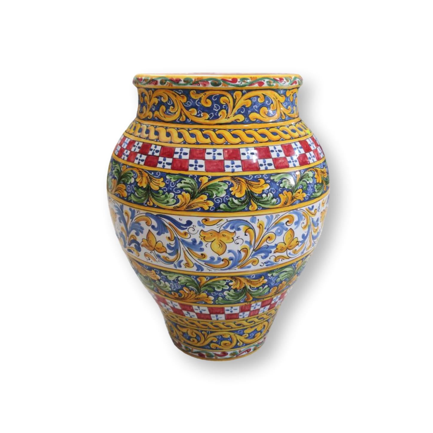 Giara in ceramica dipinta a mano - Ornamento misto di stili tipici Mediterranei