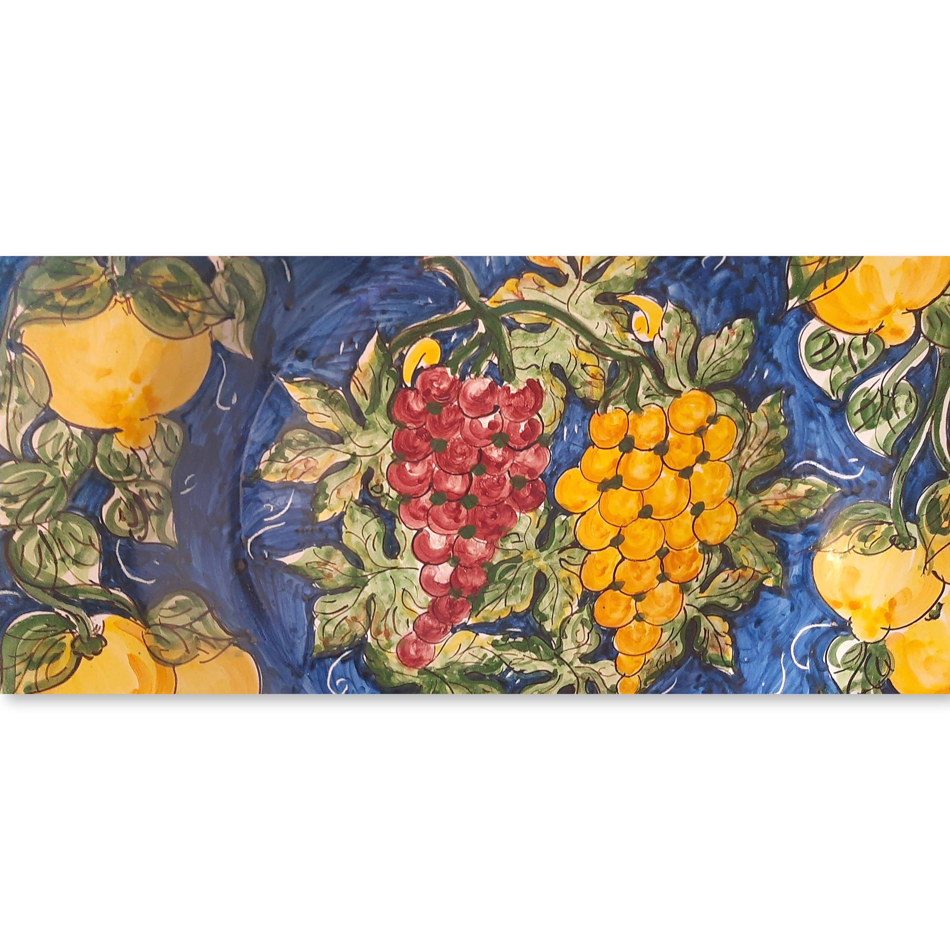 Piatto da muro - Blu con frutta